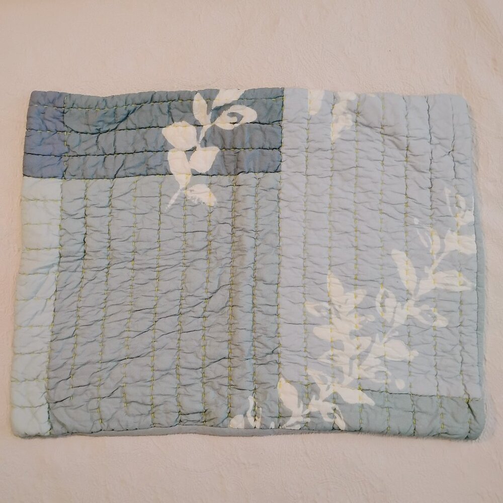 Anthropologie Pillow Sham Case Standard Renley Quilt Cyanotype Leaves Blue